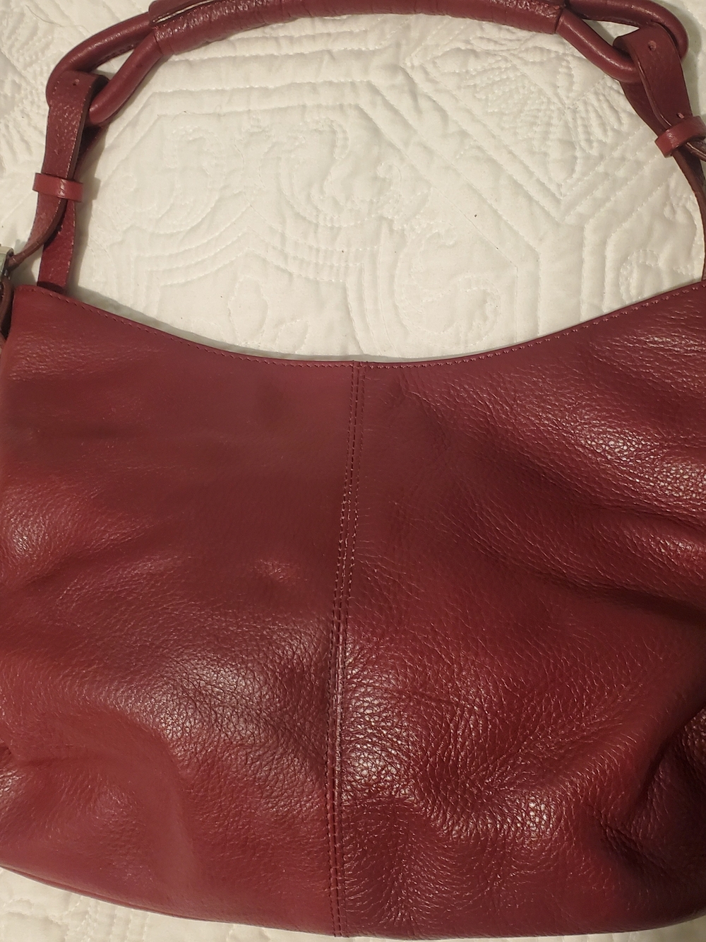 Vtg Nordstrom Red Pebbled Leather Hobo Shoulder Bag Slouchy Crescent Purse Y2K